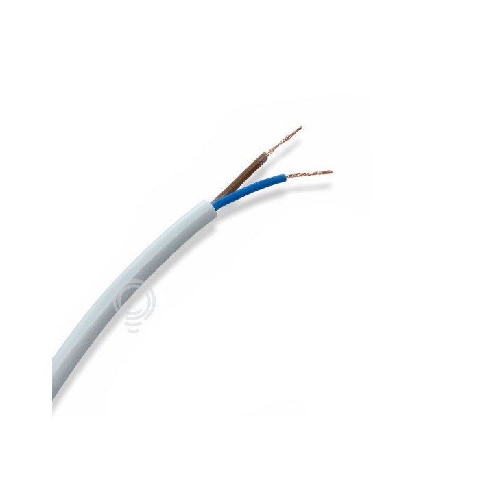 Weißes gummiartiges elektrokabel 2x0,50 h03vv-f