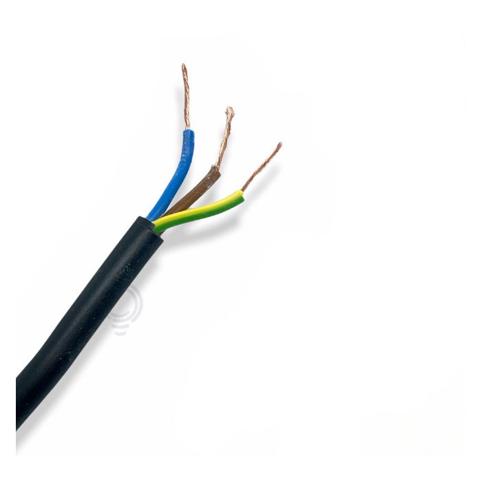 Flexibles gummiertes elektrokabel 3x0,50mmq schwarz h03vv-f