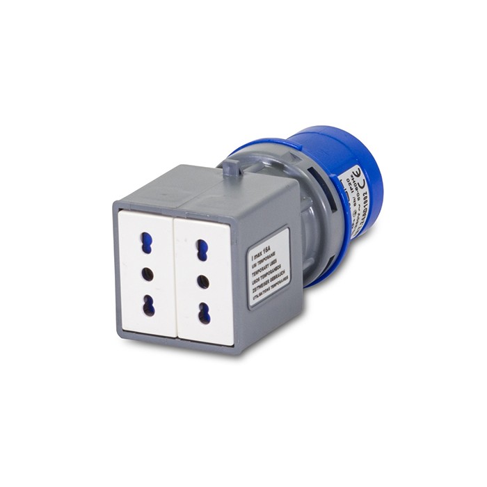 Industrieadapter cee stecker 220 blau 2 buchsen bipasso...