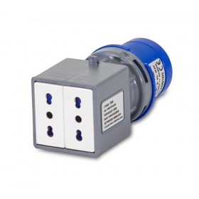 Industrieadapter cee stecker 220 blau 2 buchsen bipasso 2p t master