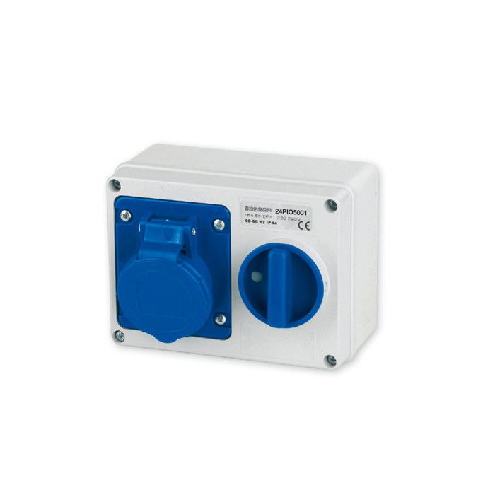 Interlocked wall socket 220v blue cee 16aip44 master