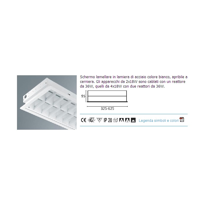 Floorescent recessed ceiling lamp 2x36w slb cnr