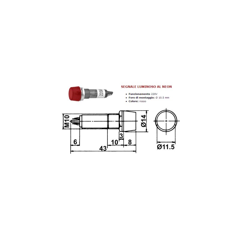220v red neon signal lamp
