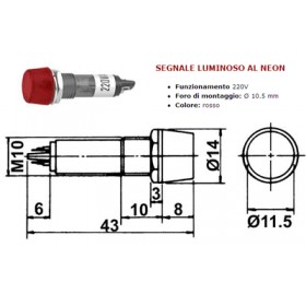 220v red neon signal lamp