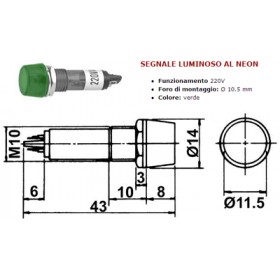 green neon signal lamp 220v