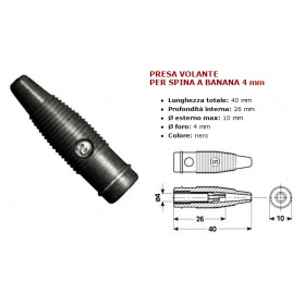Presa banana elettronica nero in  gomma 
