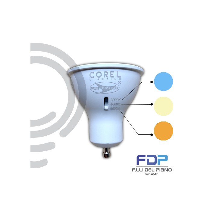 Lampada dicroica a led gu10 7w 45w k2700-4000-6000 selezionabile