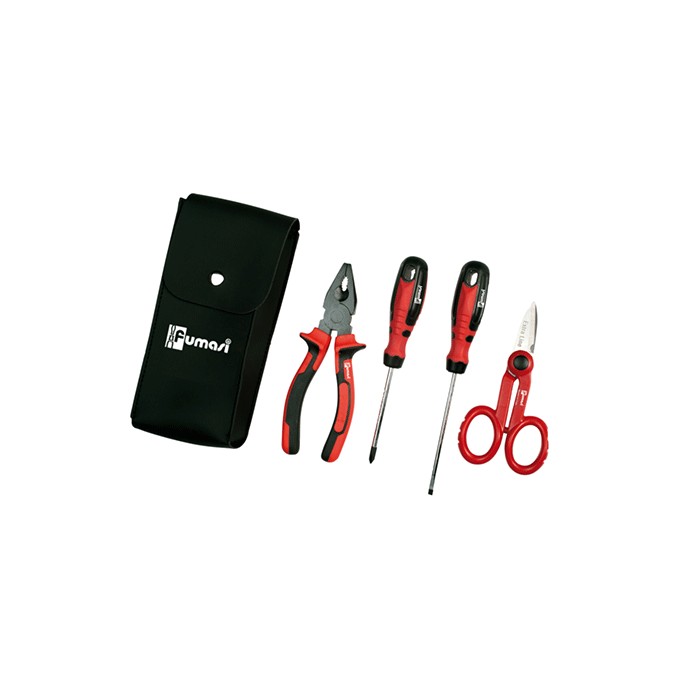 Set attrezzi per elettricista trousse 4pz forbice cacciaviti e pinza 100450