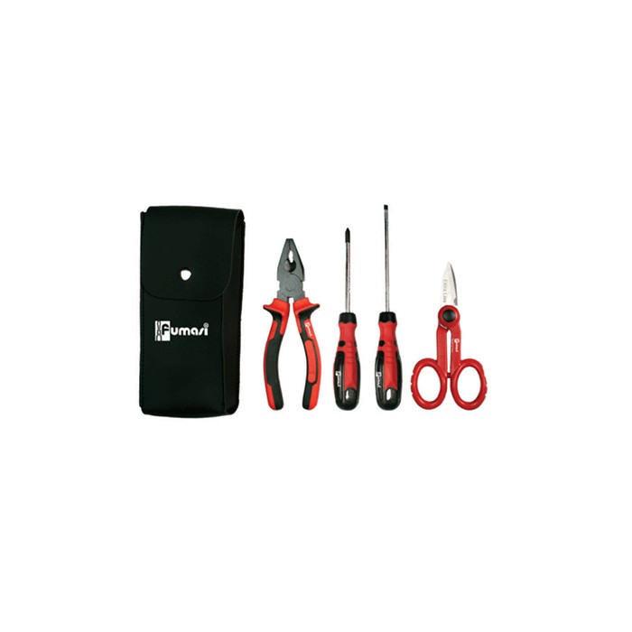 Set attrezzi per elettricista trousse 4pz forbice cacciaviti e pinza 100450 2