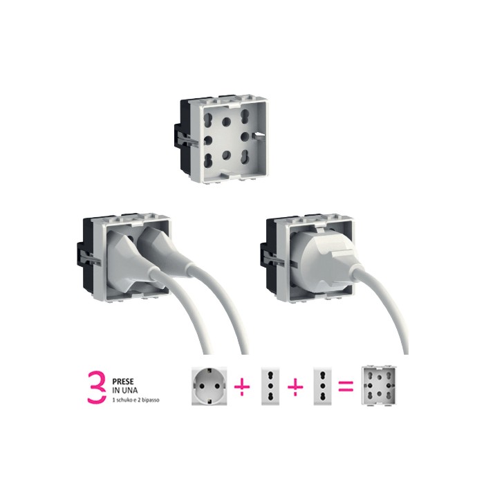 Gewiss electrical socket multifunction 2 bypass 2-piece