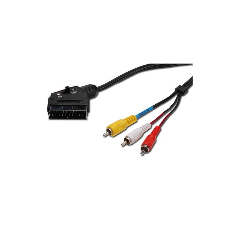 Prise péritel 3 rca, câble stéréo vid / aud- in...