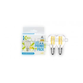 Lampadina sferica a led stick e14 luce calda k2700 4w bipack