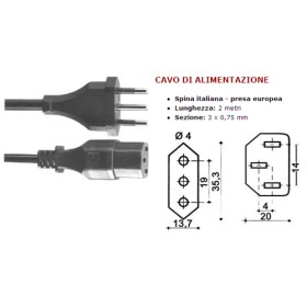 Computer cable cord 1.5 mt black power supply connector
