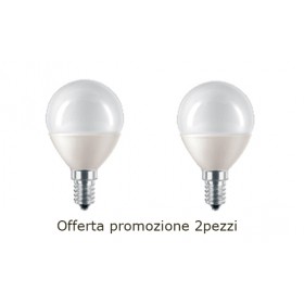 Lampada sfera opale led e14 promo 2 pezzi 5w 470lumen 