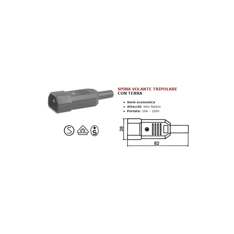 Dreipoliger Flugstecker 2P T10A Cee Computer...