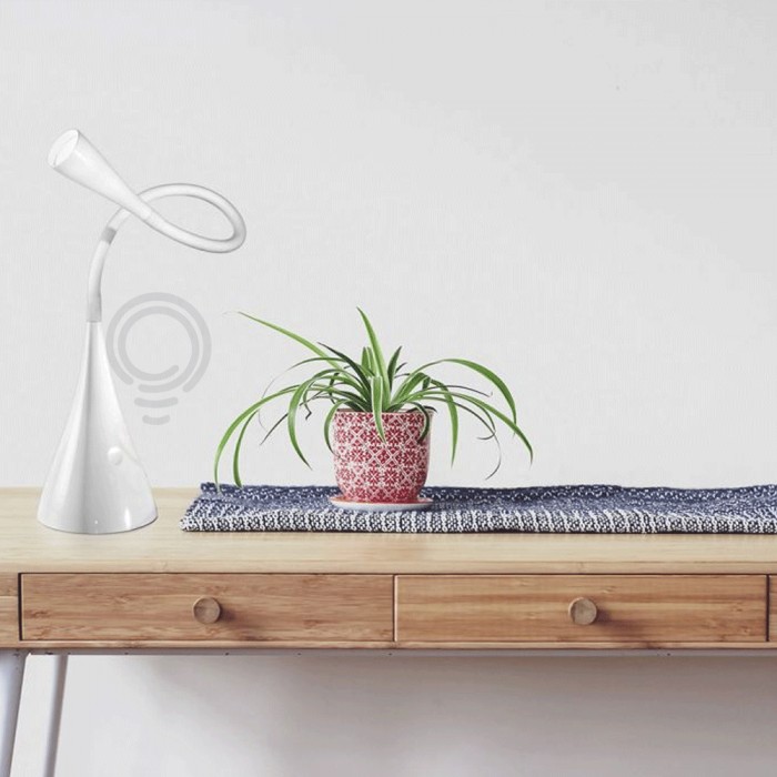 Lampada da tavolo flex in plastica e metallo colore bianco  2