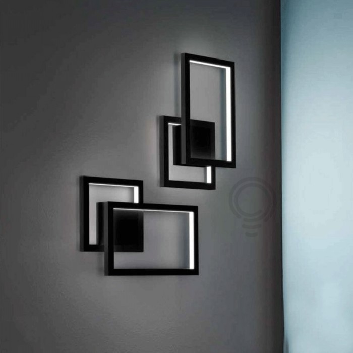 Wandleuchte aus schwarz lackiertem aluminium 6598nct 2