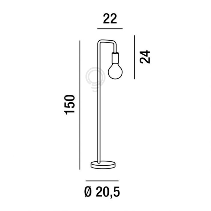 Floor lamp in black painted metal 6605n