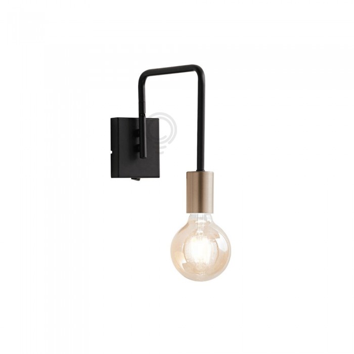 Adjustable wall lamp in black painted metal with switch...