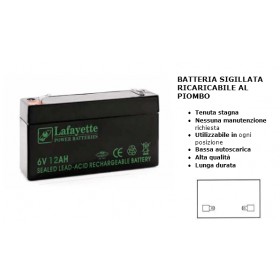 Batteria ricaricabile al piombo pila ermetica 6v 12ah moto giocattoli allarme 