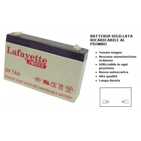 Batteria ricaricabile ermetica emergenza 6v 7ah piombo 