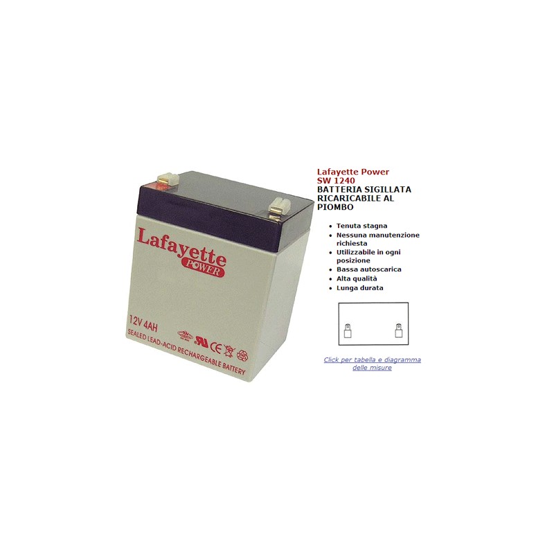 Batteria ricaricabile accumulatore antifurto 12v 4ah power 