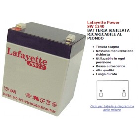 Batteria ricaricabile accumulatore antifurto 12v 4ah power 