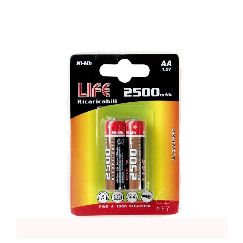 Batteria blister 2stilo AA ricricabile 2500mah...
