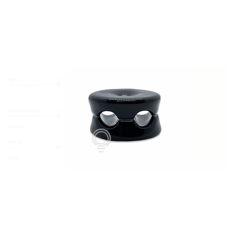 Black vintage porcelain cable guide 33x19mm isol20