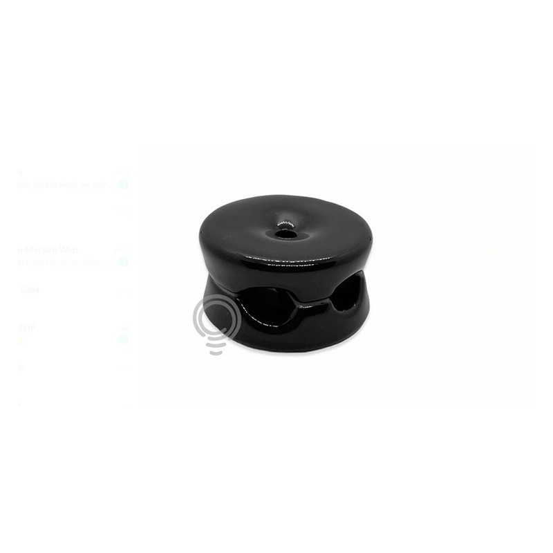 Black vintage porcelain cable guide 33x19mm isol20