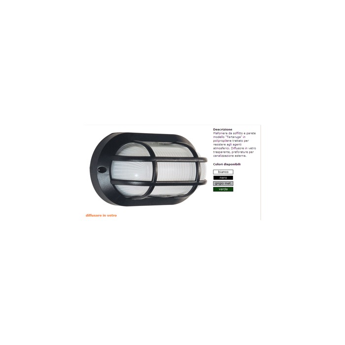 Plafonnier ovale cage noir tortue e27 60w ip44
