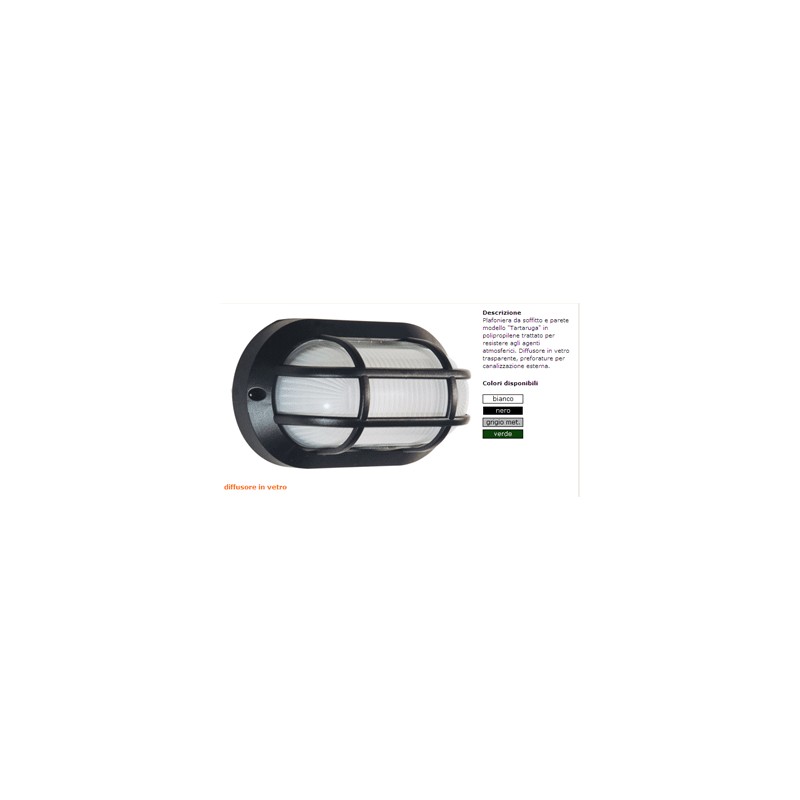 Oval black earring black e27 60w ip44 plafoniera