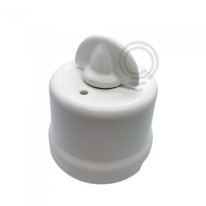 White vintage porcelain rotating button