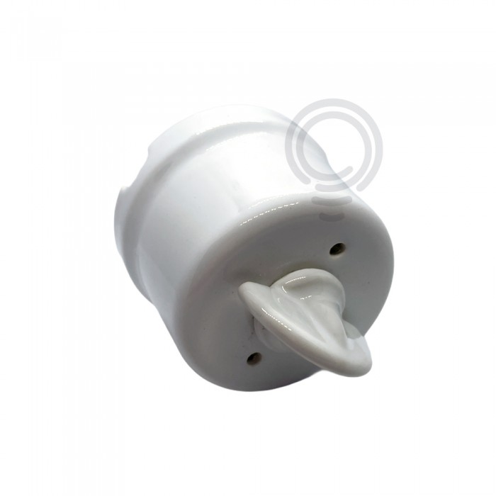 White vintage porcelain rotating button 2