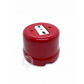 Presa elettrica porcellana bivalente 10/16a+t rosso vintage 