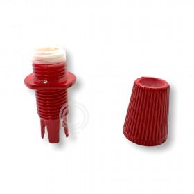 Red vintage round cable strain relief plastic material