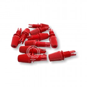 Red vintage round cable strain relief plastic material