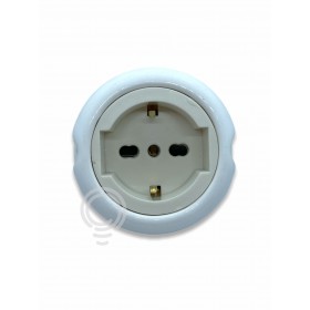 Presa unel tedesca 10/16a bianco vintage porcellana