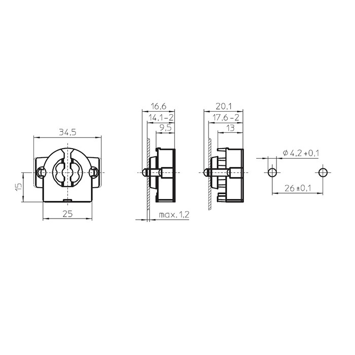 Douille fluorescente g13 t8 avec connexion néon et led... 2