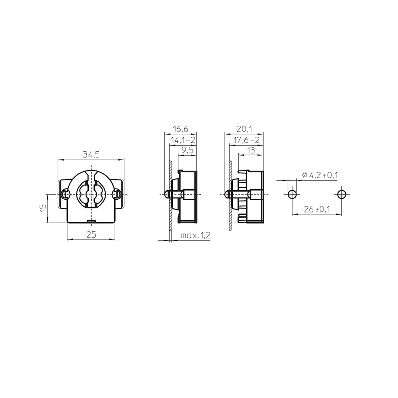 Leuchtstofflampenfassung g13 t8 mit neon- und...
