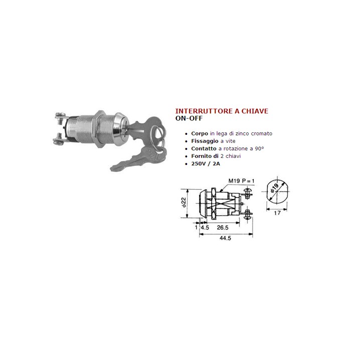 Flat key switch off-0n metal
