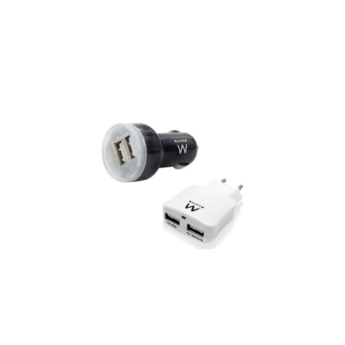Adaptateur kit recharge voiture et home usb 2porte 12-24v...