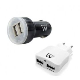 Adattatori kit ricarica da auto e casa usb 2porte 12-24v -100-240v