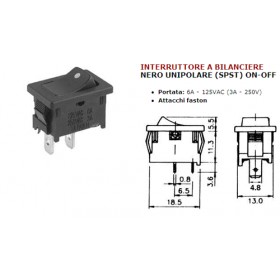 Interruttore unipolare a bilanciere nero  03038180
