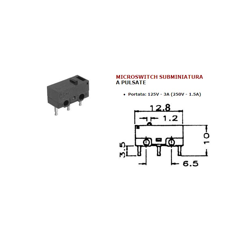 Deviatore elettrico microswitch miniatura a...