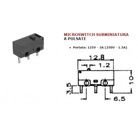 Deviatore elettrico microswitch miniatura a pulsante  