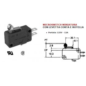 Deviatore microswitch con levetta corta 12a -125v