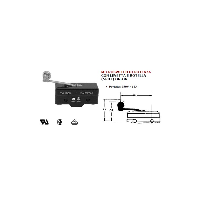 Interruttore di potenza c/levetta e rotella  microswitch XZ15GW2B