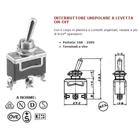 Unipolar toggle switch on-on 15a 250v 3427013