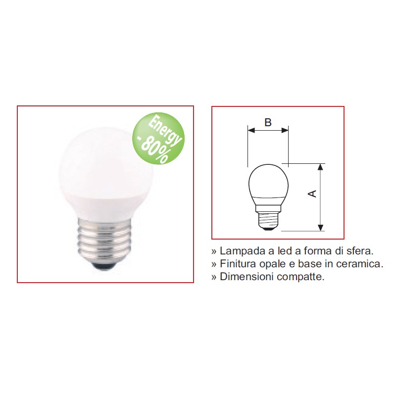 Lampada led sfera piccola e27 k2700 5,5w 470lm